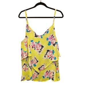 Torrid - Bright Yellow Floral Racerback Tank Top - Size 1